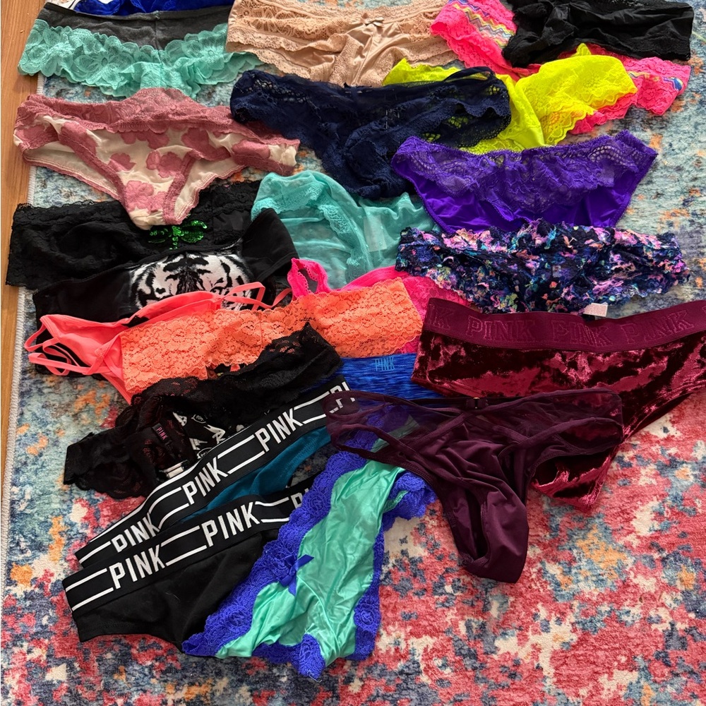 Mixed Lace & Cotton Bikini Panties - Assorted Brights